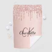 Rose Gold Glitzer Tropfen benutzerdefinierte Monog Golfhandtuch (Insitu)