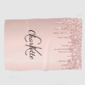Rose Gold Glitzer Tropfen benutzerdefinierte Monog Golfhandtuch (Horizontal)