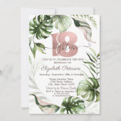 Rose Gold Glitzer Tropfen Blätter 18. Geburtstag Einladung (Vorderseite)