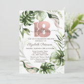 Rose Gold Glitzer Tropfen Blätter 18. Geburtstag Einladung (Stehend Vorderseite)