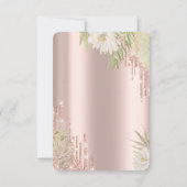 Rose Gold Glitzer Tropfen Boho Blume 50. Geburtsta Einladung (Rückseite)