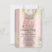 Rose Gold Glitzer Tropfen Boho Blume 50. Geburtsta Einladung (Vorderseite)