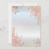 Rose Gold Glitzer Tropfen Boho Rose Silver Sweet 1 Einladung (Rückseite)