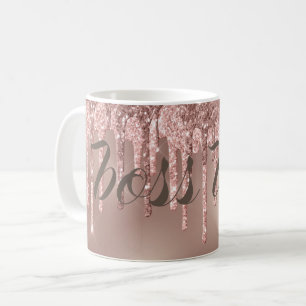 Rose Gold Glitzer Tropfen Boss Lady Kaffeetasse