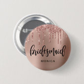 Rose Gold Glitzer Tropfen Braut Button (Vorne & Hinten)