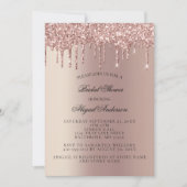 Rose Gold Glitzer Tropfen Bridal Dusche Einladung (Vorderseite)