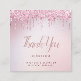 Rose Gold Glitzer Tropfen danke einfügen Quadratische Visitenkarte