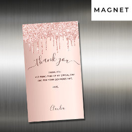 Rose Gold Glitzer Tropfen danke Karte Magnet