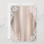 Rose Gold Glitzer Tropfen Dress Lace Quinceañera Einladung (Rückseite)
