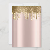 Rose Gold Glitzer Tropfen Dress Quinceanera Einladung (Rückseite)