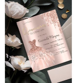 Rose Gold Glitzer Tropfen Dress Quinceañera Einladung