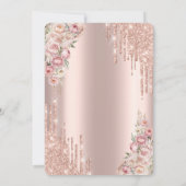Rose Gold Glitzer Tropfen Dress Rose Quinceañera Einladung (Rückseite)