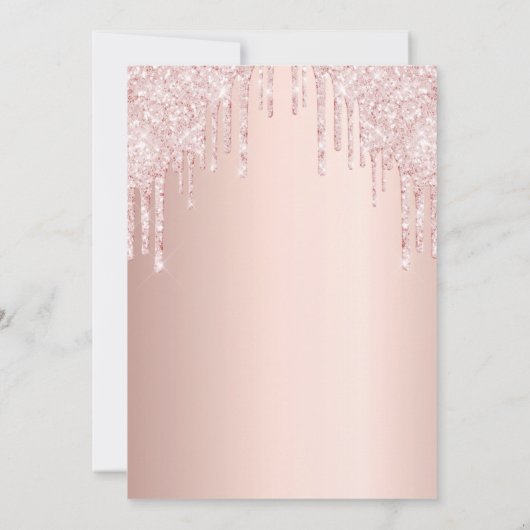 Rose Gold Glitzer Tropfen Einladung (Rückseite)