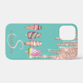 Rose Gold Glitzer Tropfen Eiscreme Minze Grün Case-Mate iPhone Hülle (Rückseite (Horizontal))