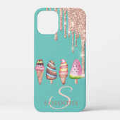 Rose Gold Glitzer Tropfen Eiscreme Minze Grün Case-Mate iPhone Hülle (Rückseite)