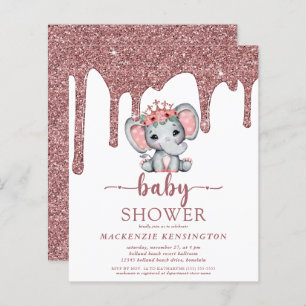 Rose Gold Glitzer Tropfen Elephant Girl Baby