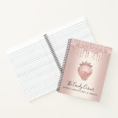 Rose Gold Glitzer Tropfen Erdbeeren Konfektion Notizblock (Innenseite)
