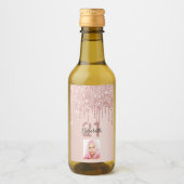Rose Gold Glitzer Tropfen Erröten Foto Weinetikett (Vorderseite)