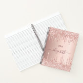 Rose Gold Glitzer Tropfen erröten Namen glamourös Notizblock (Innenseite)