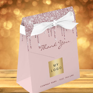 Rose Gold Glitzer Tropfen Firmenlogo QR-Code Geschenkschachtel