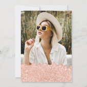 Rose Gold Glitzer Tropfen Foto Neon pink Sweet 16 Einladung (Rückseite)