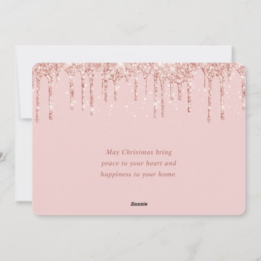 Rose Gold Glitzer Tropfen Frohe Weihnachten Foto (Rückseite)