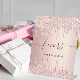 Rose Gold Glitzer Tropfen Gastgeschenke Sockelschild
