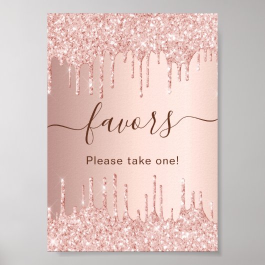Rose Gold Glitzer Tropfen Gastgeschenke unterzeich Poster (Vorne)