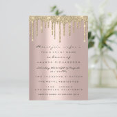 Rose Gold Glitzer Tropfen Geburtstag Teil Sweet Einladung (Stehend Vorderseite)