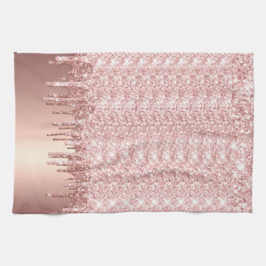 Rose Gold Glitzer Tropfen Geschirrtuch (Horizontal)