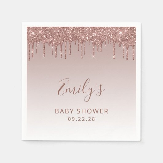 Rose Gold Glitzer Tropfen Girl Baby Dusche Serviette (Vorderseite)