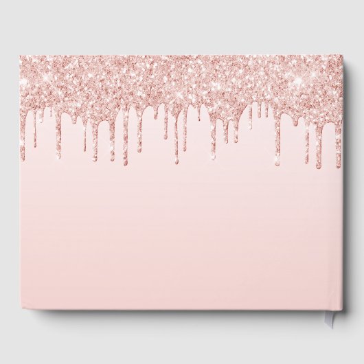 Rose Gold Glitzer Tropfen glaanera Gästebuch (Rückseite)