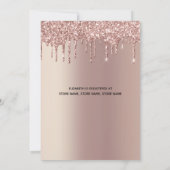 Rose Gold Glitzer Tropfen Glam Trendy Brautparty Einladung (Rückseite)
