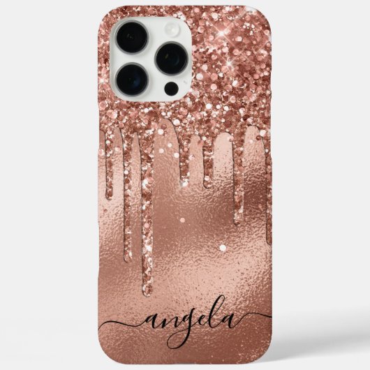 Rose Gold Glitzer Tropfen Glam Unterschrift Case-Mate iPhone Hülle (Rückseite)