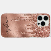 Rose Gold Glitzer Tropfen Glam Unterschrift Case-Mate iPhone Hülle (Rückseite (Horizontal))