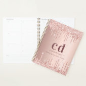 Rose Gold Glitzer Tropfen Glattleder Monogramm Planer (Anzeige)