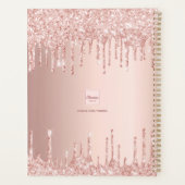 Rose Gold Glitzer Tropfen Glattleder Monogramm Planer (Rückseite)