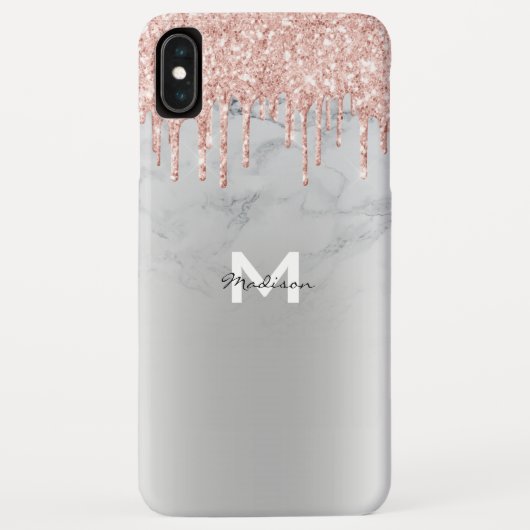 Rose Gold Glitzer Tropfen Glitzern Marmorname Case-Mate iPhone Hülle (Rückseite)