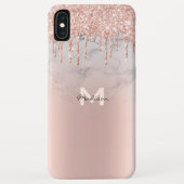 Rose Gold Glitzer Tropfen Glitzern Marmorname Case-Mate iPhone Hülle (Rückseite)