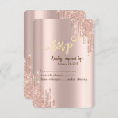 Rose Gold Glitzer Tropfen Gold UAWG Einladung (Vorne/Hinten)