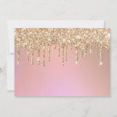Rose Gold Glitzer Tropfen Graduierungsparty Einladung (Rückseite)