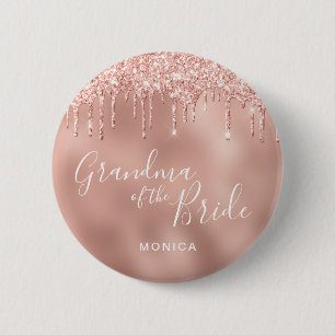 Rose Gold Glitzer Tropfen Großmutter der Braut Button