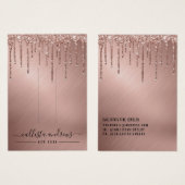 Rose Gold Glitzer Tropfen Hair Clip Display Card (Vorne & Hinten)