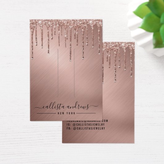 Rose Gold Glitzer Tropfen Hair Clip Display Card (Schreibtisch)