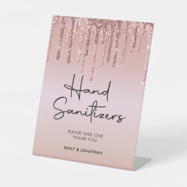 Rose Gold Glitzer Tropfen Hand Sanitäter Hochzeit Sockelschild