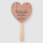 Rose Gold Glitzer & Tropfen Hochzeit Vielen Dank Fächer (Vorderseite)