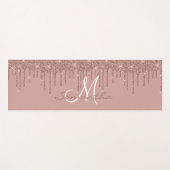 Rose Gold Glitzer Tropfen Hübsch Monogram Yogamatte (Vorderseite (Horizontal))
