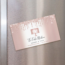 Rose Gold Glitzer Tropfen Kuchen Bäckerei Konditor Magnetische Visitenkarte