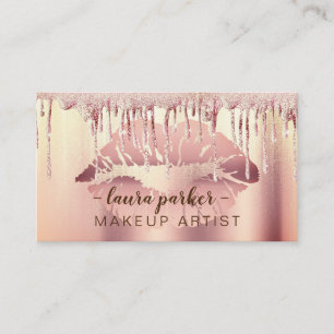 Rose Gold Glitzer Tropfen Lido Makeup Artist Salon Visitenkarte