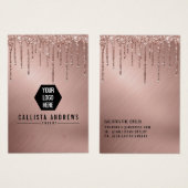 Rose Gold Glitzer Tropfen Logo-Werbekarte (Vorne & Hinten)